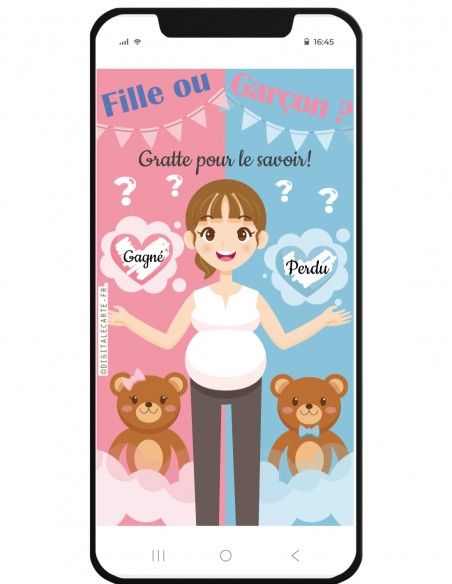 carte numérique fille ou garçon à gratter en ligne ourson