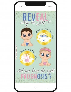 English scratch off card boy or girl choice skin of little baby gender reveal idea