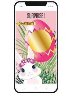 carte virtuelle à gratter œuf lapin la famille s'agrandit grand frère grande soeur 2