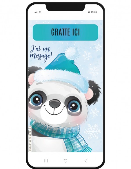 carte virtuelle à gratter sur écran grossesse ou autre message panda neige