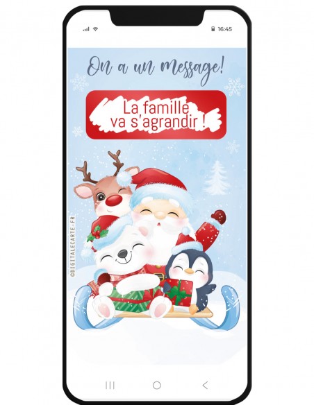carte virtuelle à gratter grossesse noel annonce luge père noël