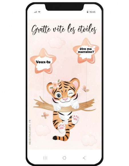 carte numérique demande parrain marraine à gratter virtuelle tigre