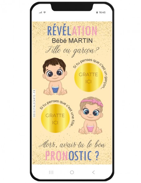 révélation FILLE carte à gratter annonce originale pour la naissance de votre petite princesse