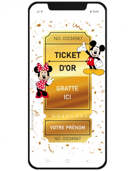 Carte surprise Disneyland invitation à gratter Parc Disney