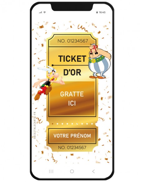 ticket d'or parc astérix à gratter invitation personnalisée
