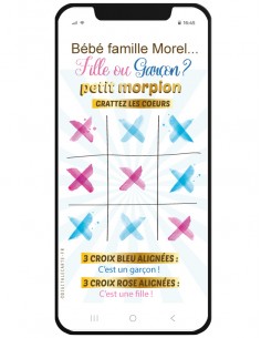 Carte à gratter morpion annonce fille ou garçon 2