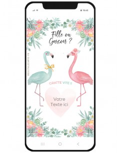 Carte fille ou garçon à gratter flamant rose 2