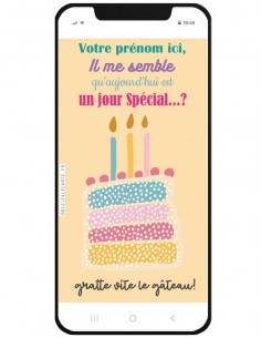 carte à gratter gateau d'anniversaire