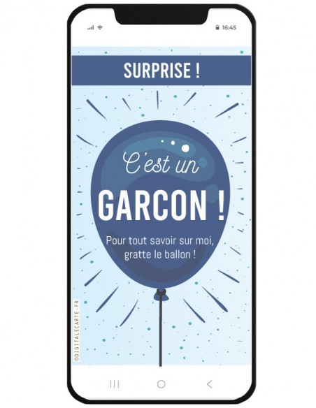 faire part numérique carte à gratter naissance bébé personnalisé avec prénom date taille poids