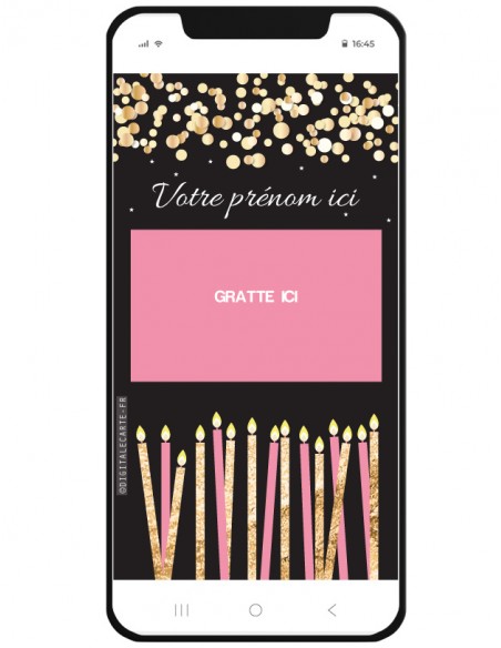 Carte virtuelle joyeux anniversaire à gratter envoi par sms