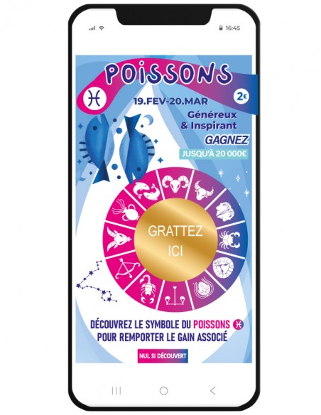 carte à gratter numérique astro poissons