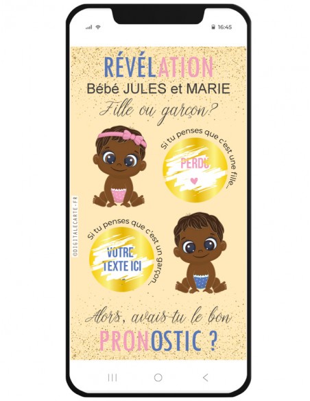 carte à gratter révélation fille garçon choix couleur de peau