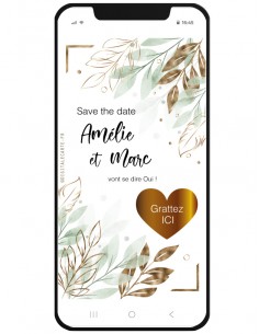 carte à gratter numérique save the date mariage