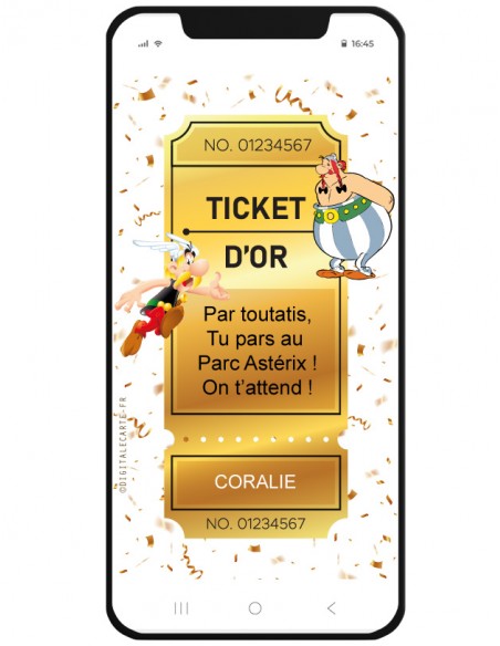 Carte invitation Astérix à gratter à personnaliser prénom message surprise