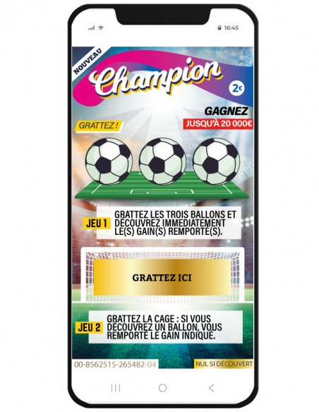 carte à gratter virtuelle personnalisée fdj champion grossesse foot