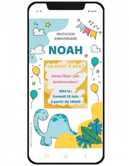carte virtuelle invitation anniversaire enfant thème dinosaure