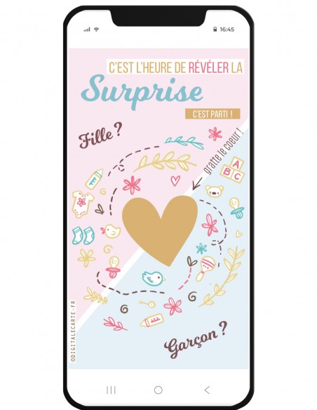 Carte annonce fille ou garçon à gratter surprise