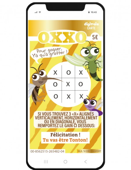 carte à gratter annonce grossesse OXXO jeu du morpion