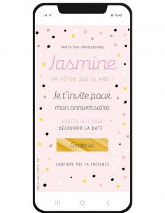 Carte numérique invitation à gratter anniversaire fille ado 2