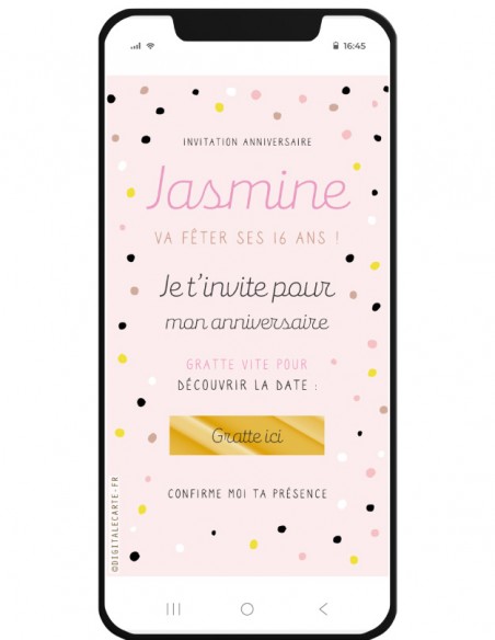 invitation à gratter fille adolescent digitale